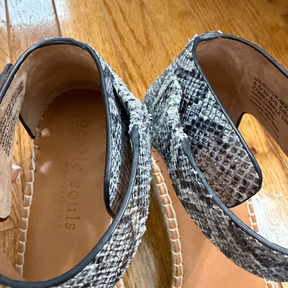 Snakeskin Wedge Sandals - Picture 3 of 7